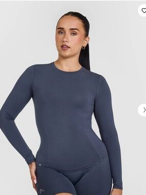 NEW Oner Active Mellow Soft Long Sleeve True Blue Crew Neck Top XS